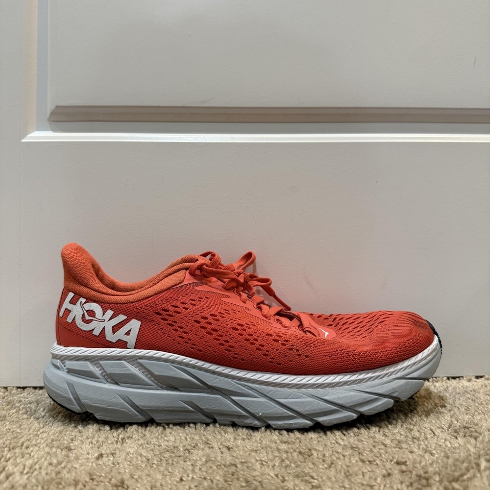 Hoka One One Clifton 7 Shoes Womens Size 9 Orange Running Cushioned Sneakers